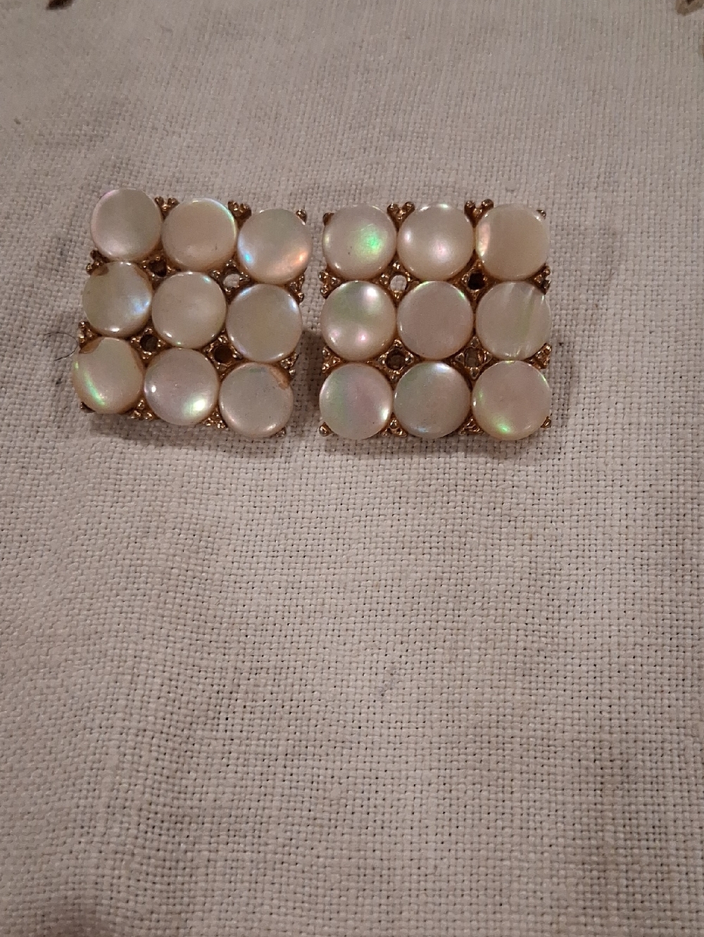 Pearlescent Gold-Tone Cluster Earrings - Women's Jewelry Clip On